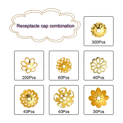 Multi-Petal Plated Iron Bead Caps IFIN-YW0001-31G-1