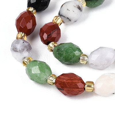 Natural Ruby in Zoisite & Red Jasper & Flower Opal Beads Strands G-T144-21A-01-1