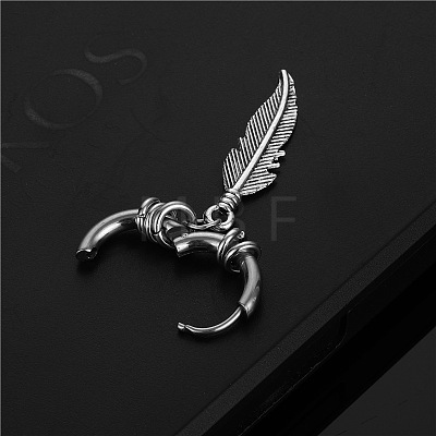 304 Stainless Steel Feather Hoop Earrings FS-WG60A23-02-1