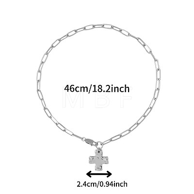 Alloy Textured Cross Pendant Paperclip Chain Necklaces FS-WGDACB3-02-1