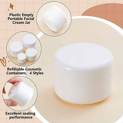 24Pcs 4 Styles Plastic Empty Portable Facial Cream Jar CON-WA0001-18-1
