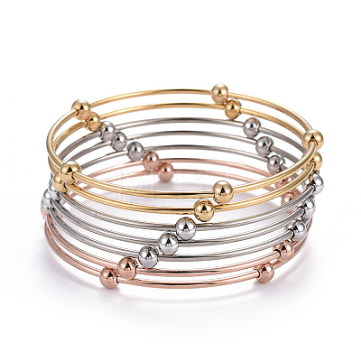 Fashion 201 Stainless Steel Bangle Sets X-BJEW-L664-023C-M-1-1