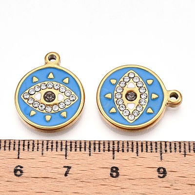 304 Stainless Steel Enamel Rhinestone Pendants STAS-T064-50A-1