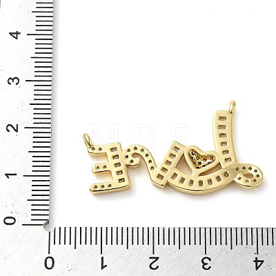 Valentine's Day Rack Plating Brass Micro Pave Clear Cubic Zirconia Pendants KK-C047-13G-1