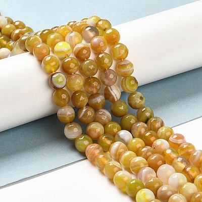 Natural Striped Agate/Banded Agate Beads Strands G-A246-8mm-01-1