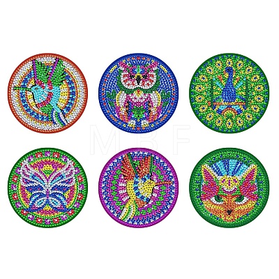 DIY Round Coaster Diamond Painting Kits DIAM-PW0001-092B-1