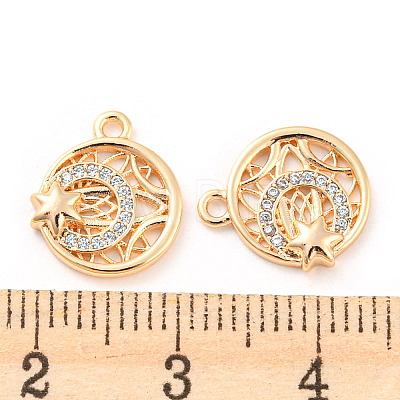 Brass Micro Pave Cubic Zirconia Charms KK-E090-37G-1