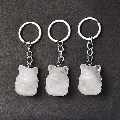 Natural Quartz Crystal Keychains KEYC-P011-03P-11-1