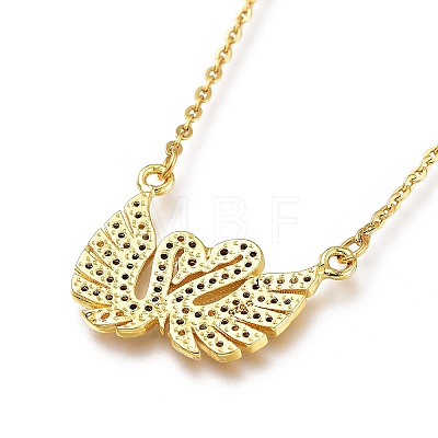 Brass Micro Pave Clear Cubic Zirconia Pendant Necklaces NJEW-A127-19G-1
