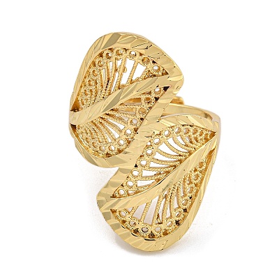 Brass Open Cuff Rings RJEW-P127-01G-1