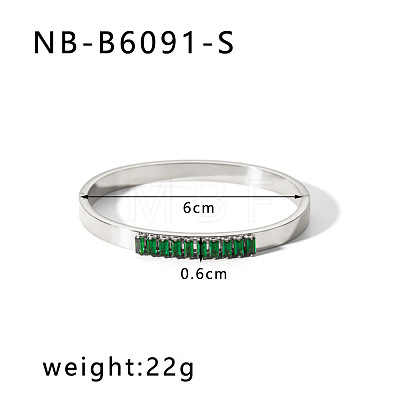 304 Stainless Steel Pave Cubic Zirconia Bangles FS-WG09E60-40-1