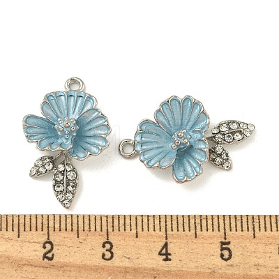 Rack Plating Alloy with Rhinestone Pendants FIND-M033-30P-02-1