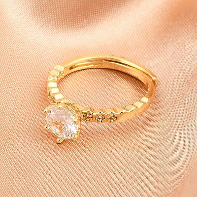 Brass Micro Pave Cubic Zirconia Cuff Rings for Women RJEW-Z113-32G-1