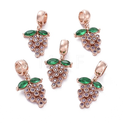 Brass Micro Pave Cubic Zirconia European Dangle Charms LS-ZIRC-F074-05RG-1