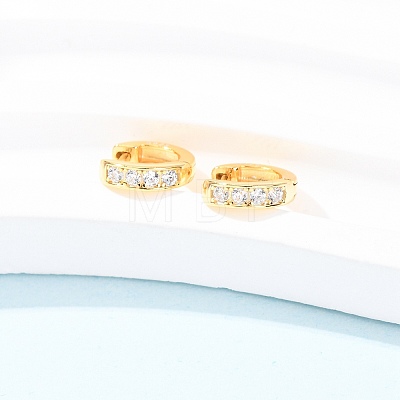 925 Sterling Silver Micro Pave Clear Cubic Zirconia Hoop Earrings EJEW-K317-08G-1