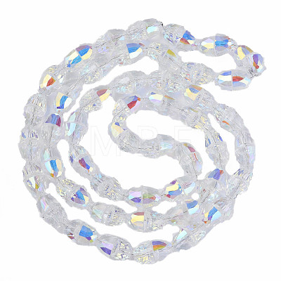 Electroplate Transparent Glass Beads Strands EGLA-N002-35-C07-1