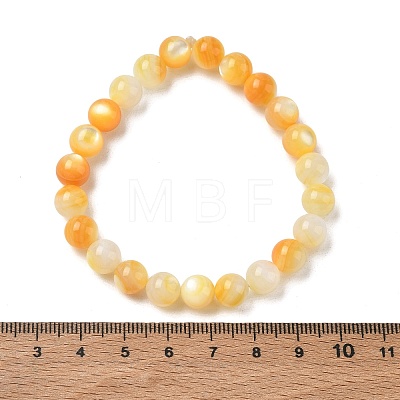 8MM Natural Yellow Shell Round Beaded Stretch Bracelets SH-CBACA76-18D-1