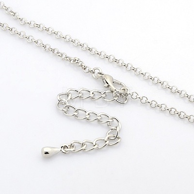 Trendy Women's Brass Long Rolo Chain Locket Pendant Necklaces X-NJEW-L066-07-1