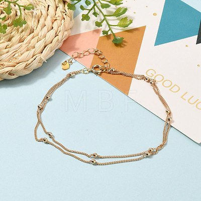 Brass Curb Chains Double Layer Anklets X-AJEW-AN00304-1