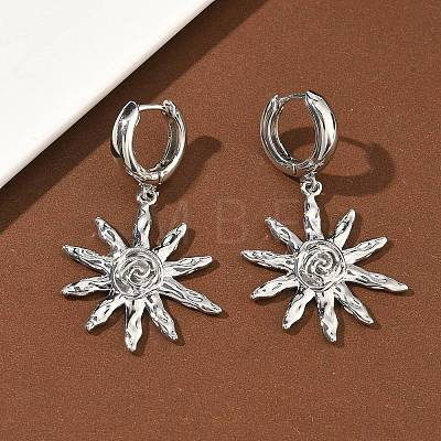 Sun Brass Hoop Earrings EJEW-C181-11P-1