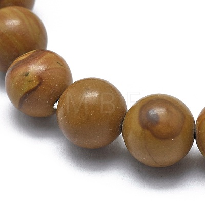 Natural Wood Lace Stone Bead Stretch Bracelets X-BJEW-K212-A-041-1