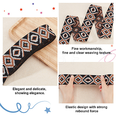 5 Yards Ethnic Style Embroidery Flat Polyester Elastic Rubber Cord/Band SRIB-FG0001-11A-1