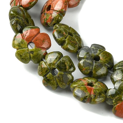 Natural Unakite Beads Strands G-H023-B02-01-1