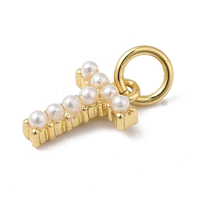Rack Plating Brass with ABS Plastic Imitation Pearl Charms KK-B092-30T-G-1