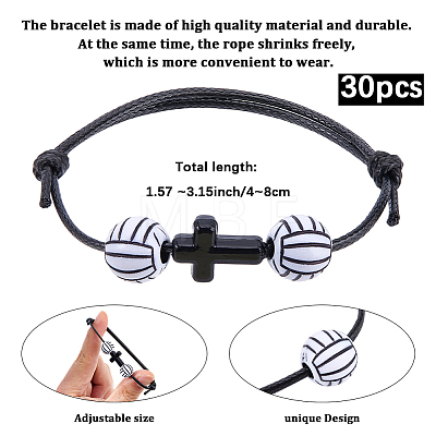 30Pcs Sports Theme Acrylic Beads Braided Bead Bracelets BJEW-BM00009-1