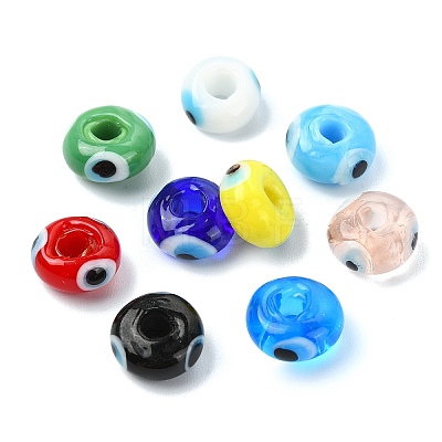 45Pcs 9 Colors Handmade Evil Eye Lampwork Beads LAMP-CJ0003-11-1