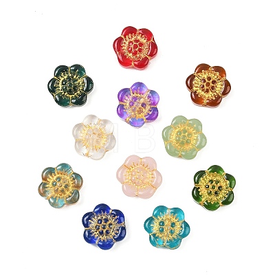 Baking Paint and Golden Metal Enlaced Glass Beads X-DGLA-T004-10M-1