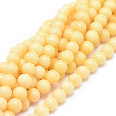Natural Yellow Jade Beads Strands G-D0010-02-6mm-1