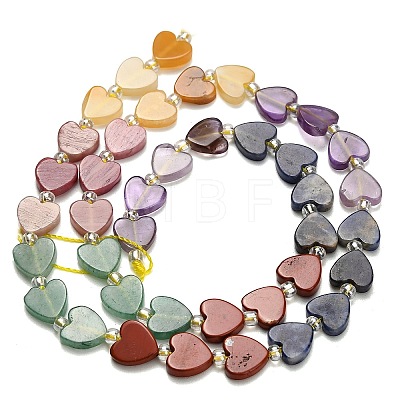 6 Styles Natural Topaz Jade & Rhodonite & Green Aventurine & Red Jasper & Sodalite & Amethyst Beads Strands G-F811-A03-02-1