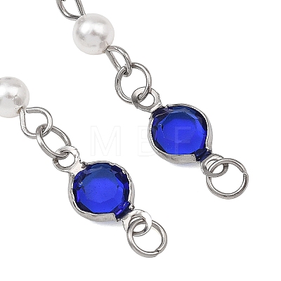 Handmade Lampwork Blue Evil Eye and 304 Stainless Steel Glass Flat Round Link Chain Bracelet Making AJEW-JB01644-1