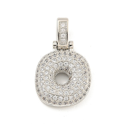 Brass Micro Pave Clear Cubic Zirconia Pendants KK-B099-01P-O-1