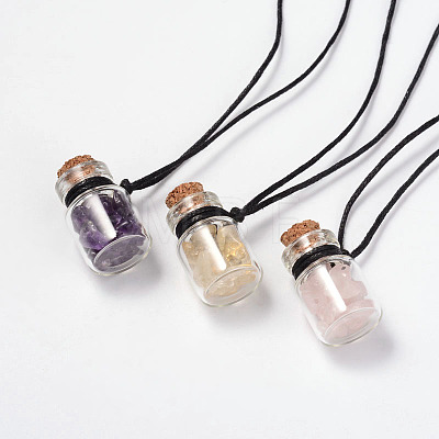 Beautiful Design Adjustable Glass Wishing Bottle Pendant Necklaces NJEW-JN01344-1
