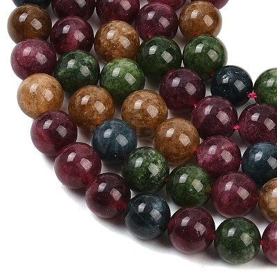 Natural Green Jade Imitation Tourmaline Beads Strands G-B046-08D-10mm-1