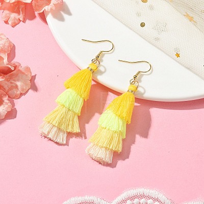 Colorful Tassel Pendants Dangle Earrings for Women EJEW-JE06106-1