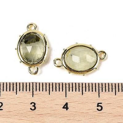 Natural Prehnite Faceted Oval Connector Charms G-I382-04G-01-1