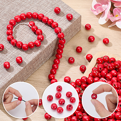600Pcs Dyed Natural Wood Beads COCO-SC0002-39A-1