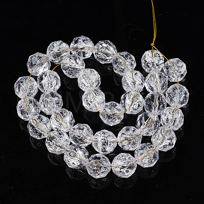 Transparent Crackle Glass Beads Strands X-GLAA-N051-01-1
