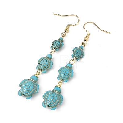 Dyed Tortoise Synthetic Turquoise Dangle Earrings EJEW-JE07362-02-1