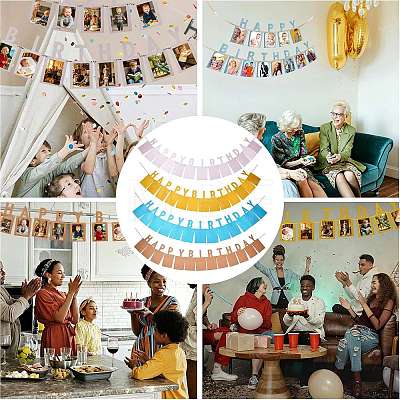 Paper Glitter Happy Birthday Photo Hanging Banner DIY-FZC0002-04A-1