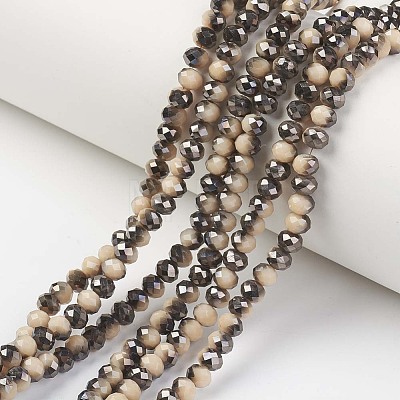 Electroplate Opaque Glass Beads Strands EGLA-A034-P4mm-P07-1