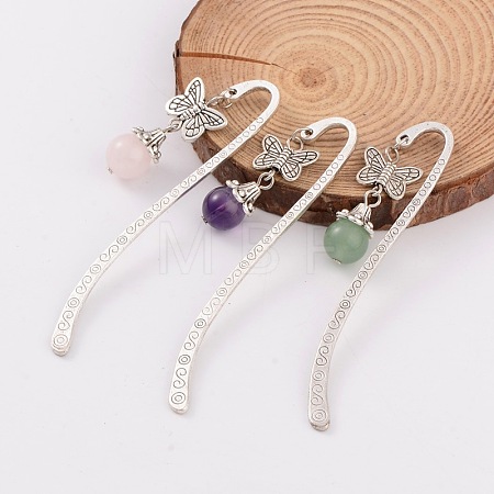 Antique Silver Plated Alloy Butterfly Bookmarks AJEW-JK00102-1