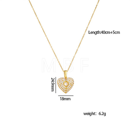 Brass Micro Pave Cubic Zirconia Openable Blank Locket Pendant Necklaces for Engraved Name FS-WG25E25-01-1