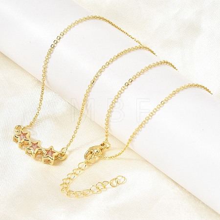 Brass Glass Triple Star Pendant Necklaces KK-CBAB173-03G-10-1