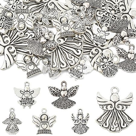 30Pcs 6 Styles Tibetan Style Alloy Pendants TIBEP-YW0012-41-1