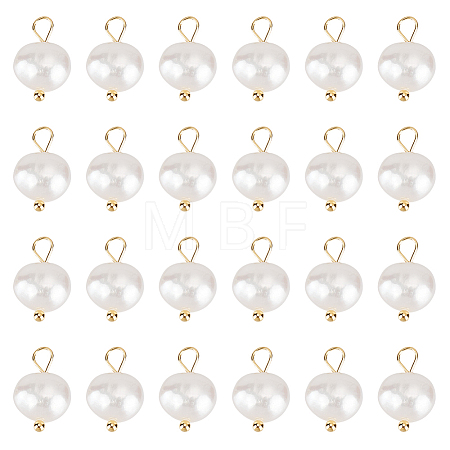24Pcs Natural Pearl Two Sides Polished Charms PALLOY-HY00055-1