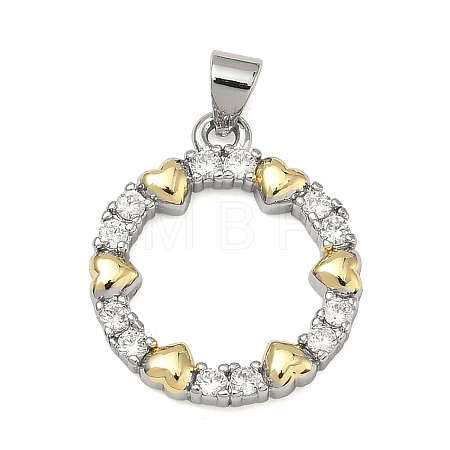 Valentine's Day Brass Micro Pave Clear Cubic Zirconia Pendants KK-A293-19C-G-1